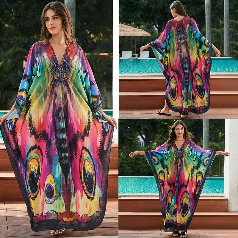 Tropical beach kaftan cover-up