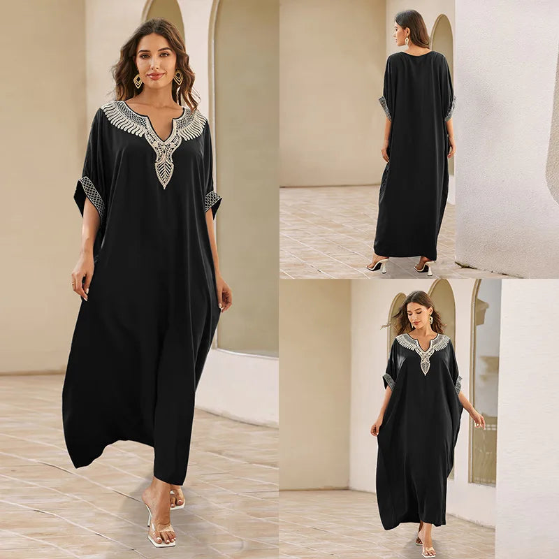 Cotton embroidered kaftan