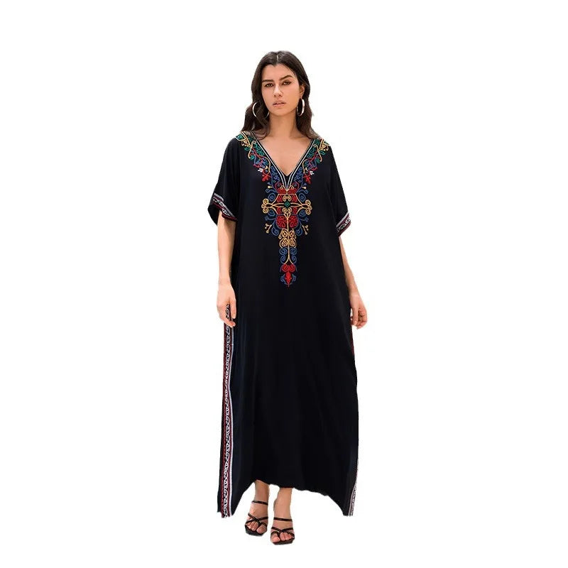 Cotton embroidered kaftan