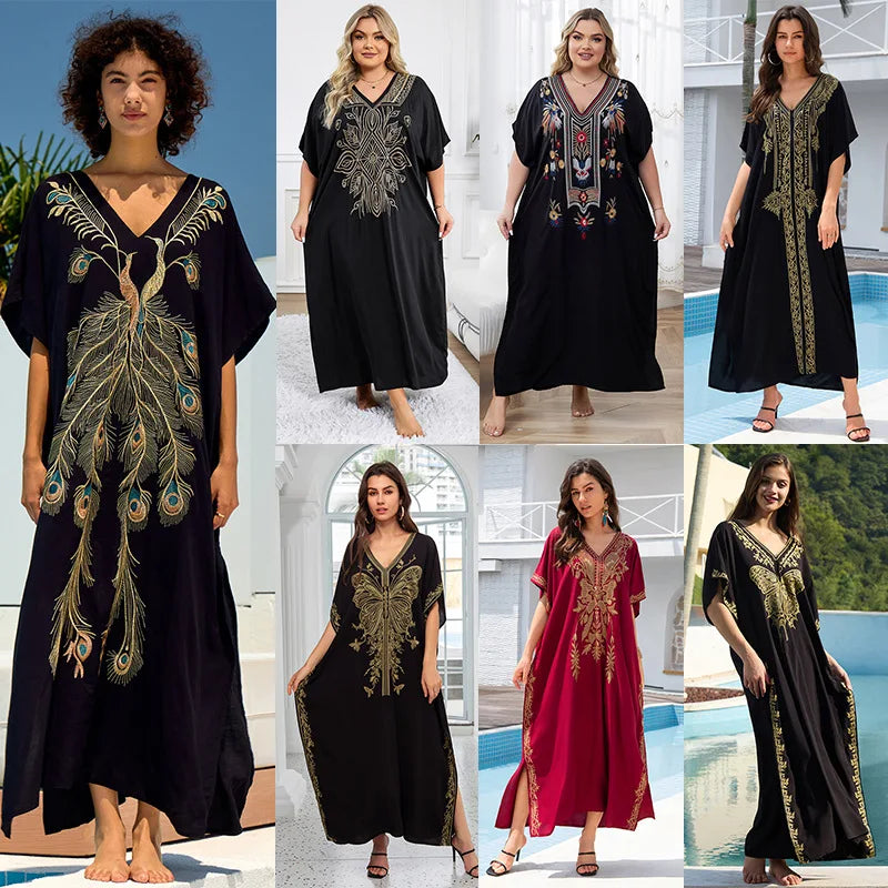 Cotton embroidered kaftan