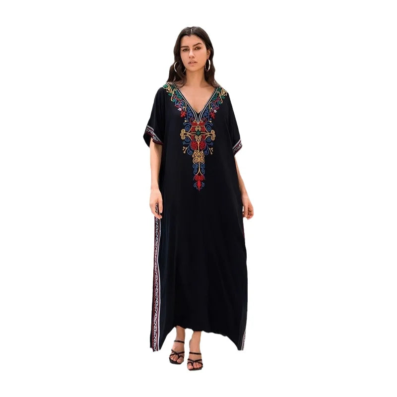 Cotton embroidered kaftan