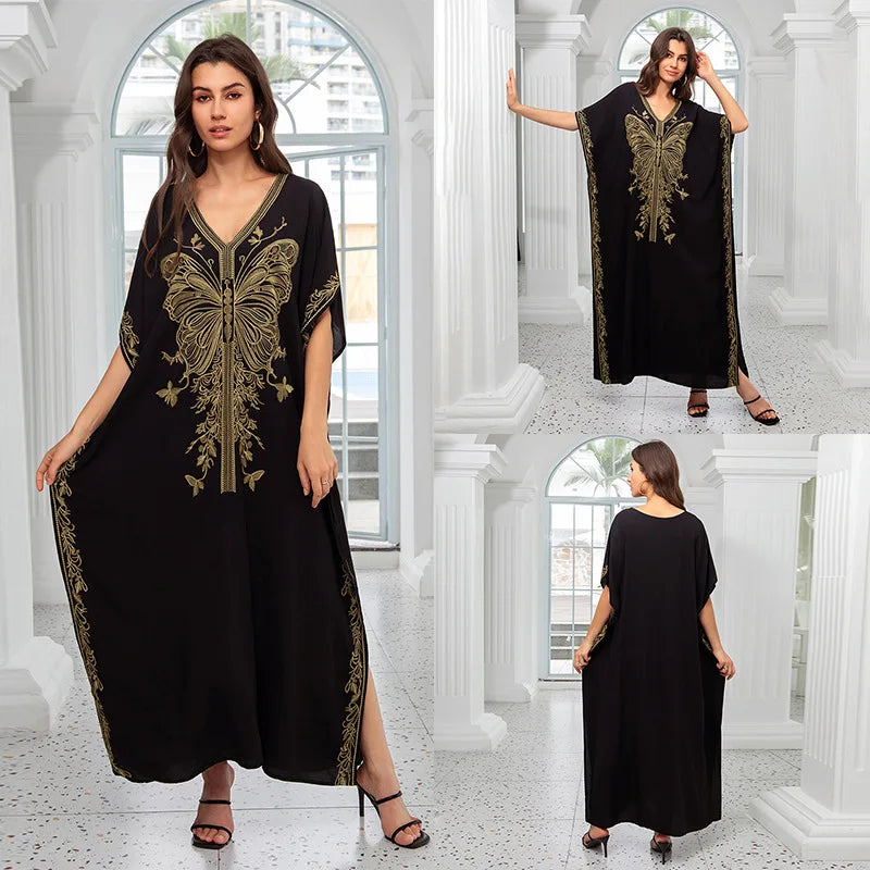 Cotton embroidered kaftan
