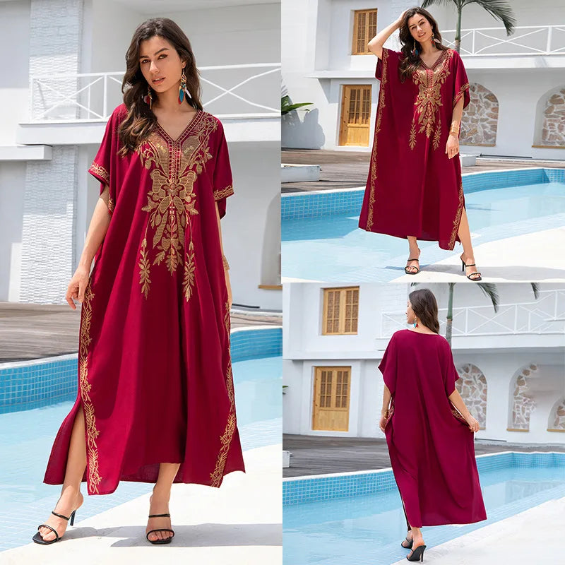 Cotton embroidered kaftan