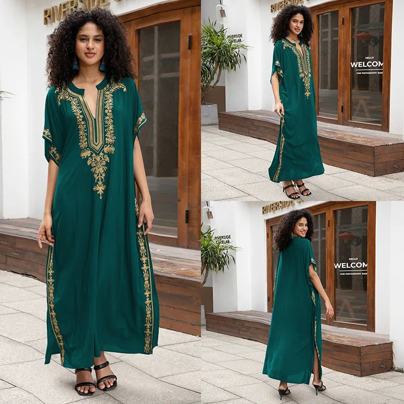 Cotton embroidered kaftan