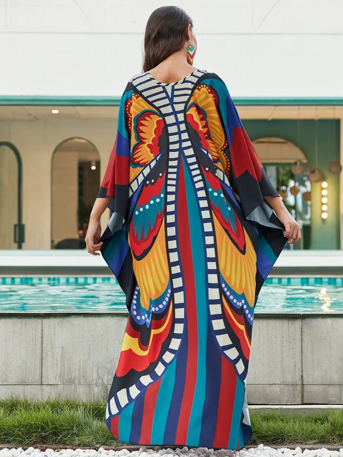 Tropical beach kaftan cover-up
