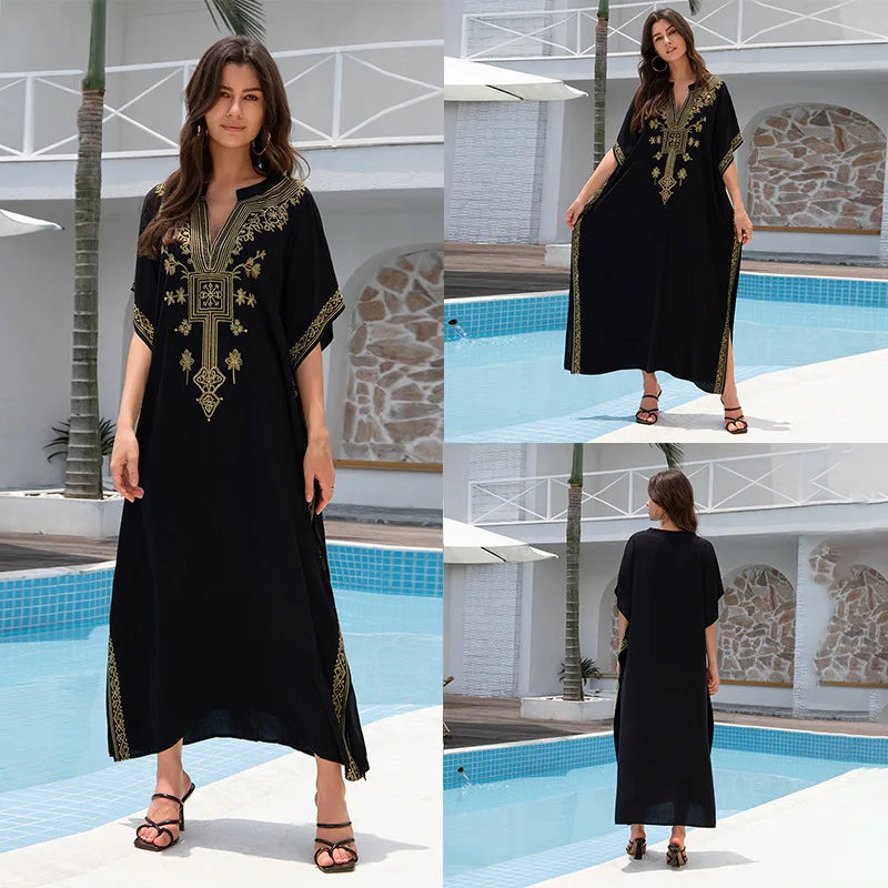 Cotton embroidered kaftan