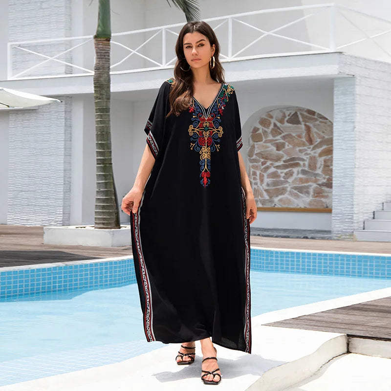 Cotton embroidered kaftan