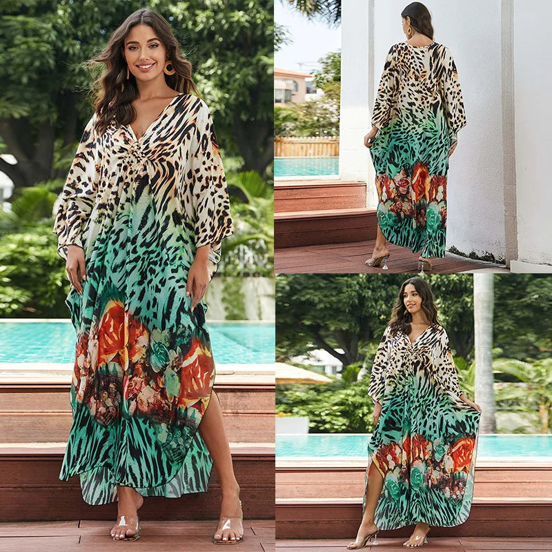 Tropical beach kaftan cover-up