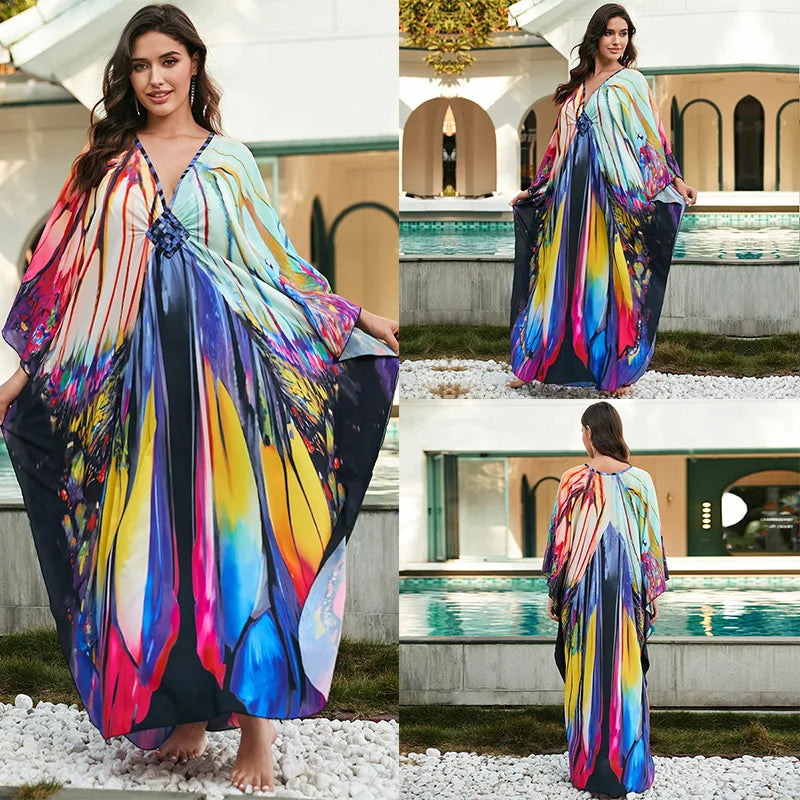 Tropical beach kaftan cover-up
