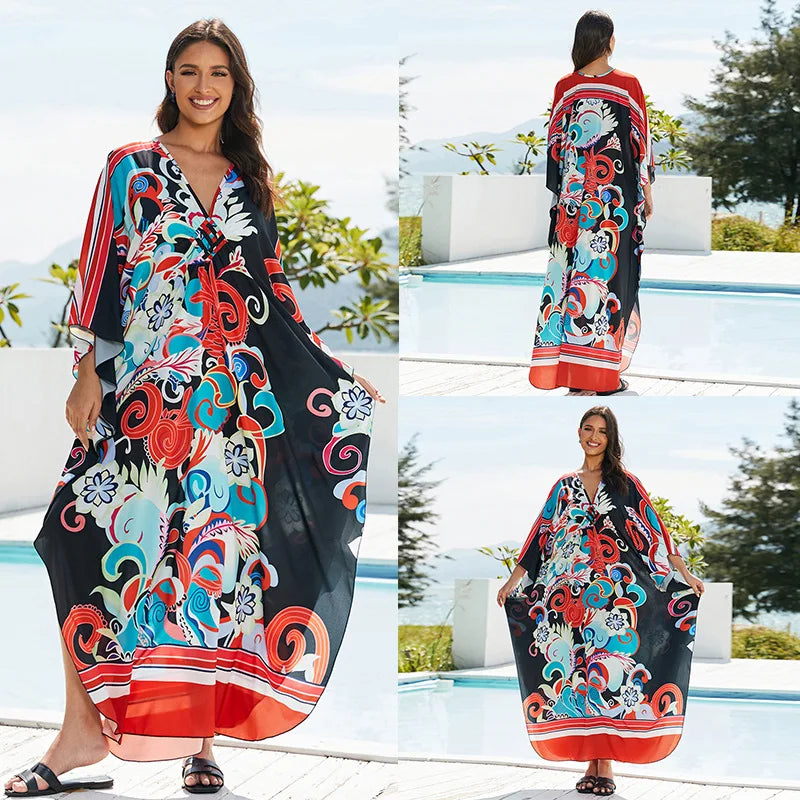 Tropical beach kaftan cover-up