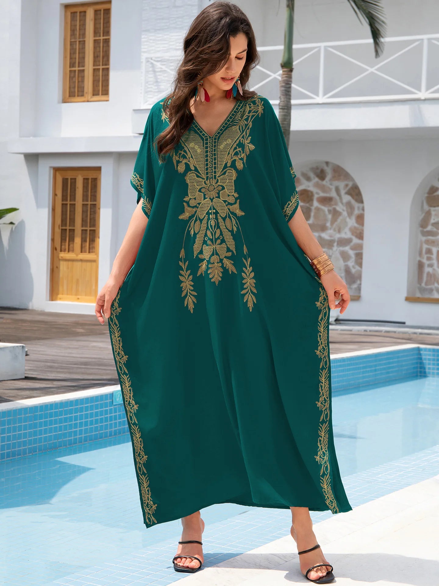 Cotton embroidered kaftan