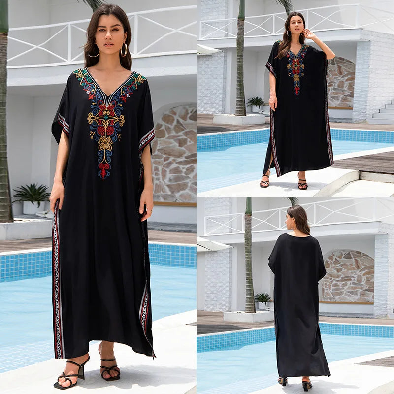 Cotton embroidered kaftan