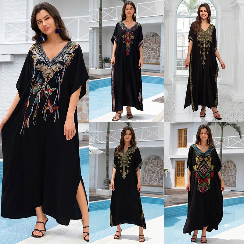 Cotton embroidered kaftan
