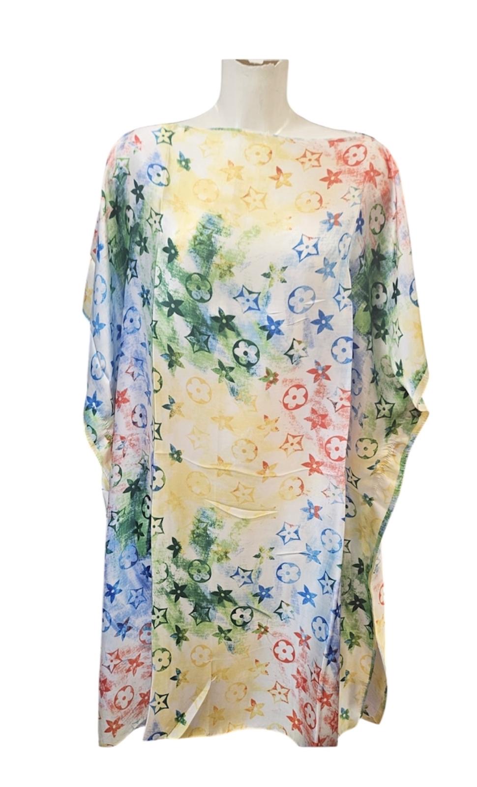 Watercolour star silky kaftan (primary colours)