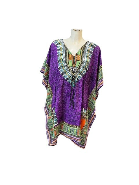 short purple drawstring kaftan