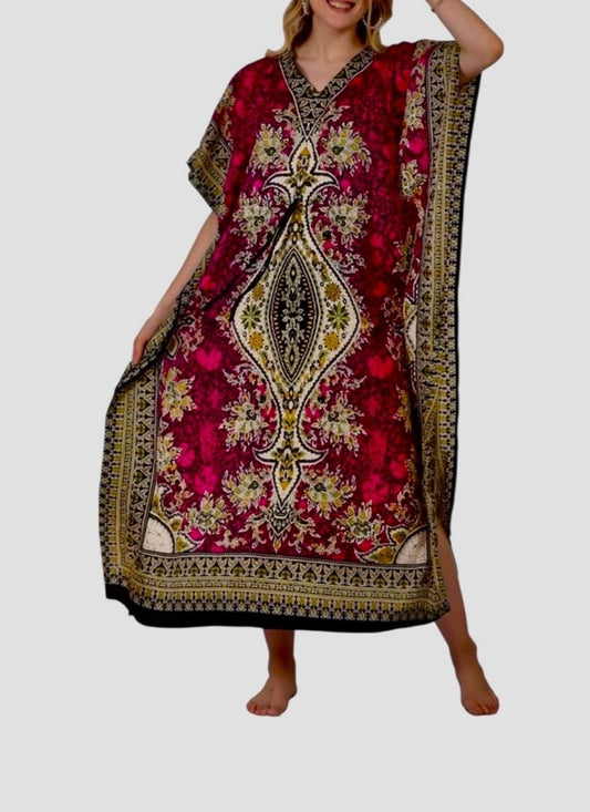 Red and Black Floral Drawstring