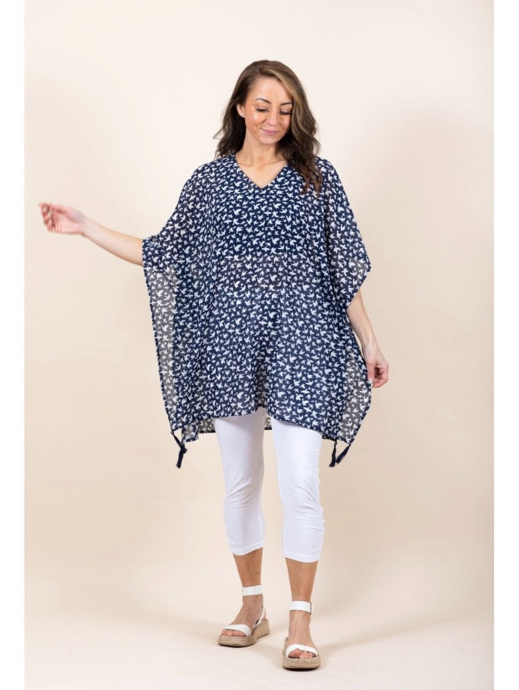 Tara Kaftan Navy Tassled