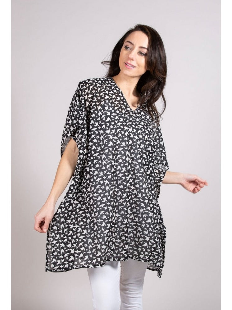 Tara Kaftan Navy Beaded