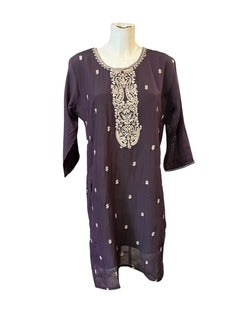Deep Purple Embroidered Long Sleeve Kaftan